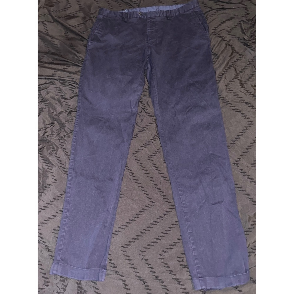 Vineyard Vines Men's Navy Blue Cuffed Straight Leg Chino Pants, 34x32